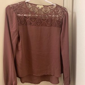 Lily White blush pink long sleeve top